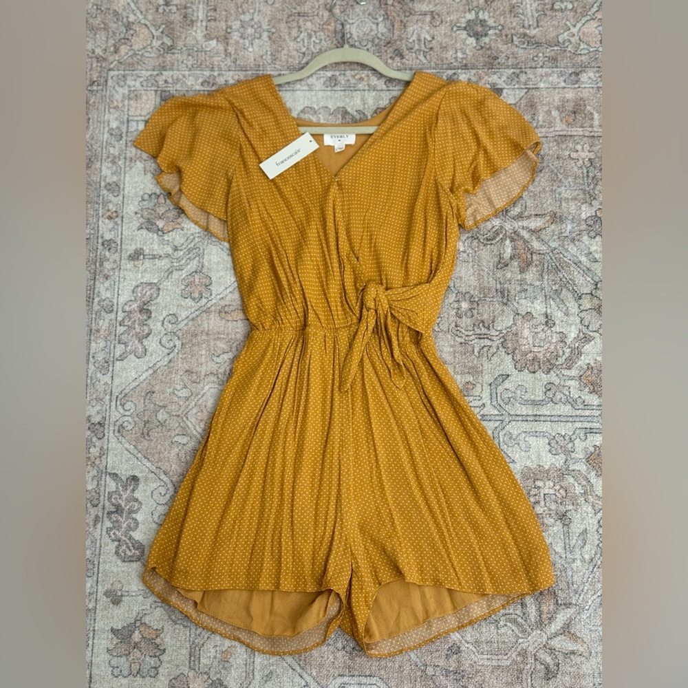 Francesca’s Polka Dot Mustard Romper